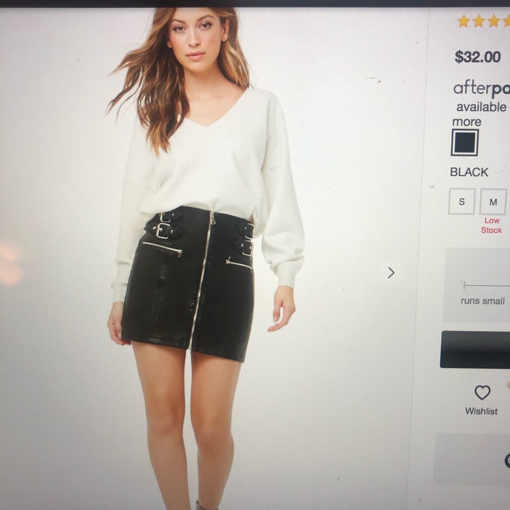 Forever wow black leather skirt